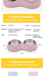 PetClear Stainless Steel Double Pet Bowl for Cats and Dogs