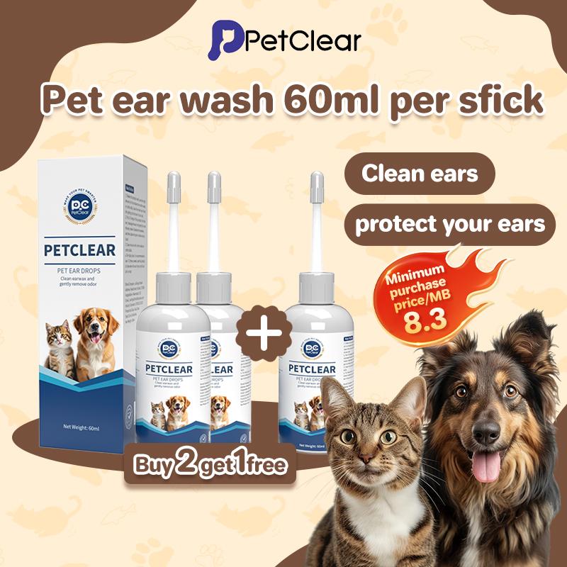 PetClear Pet Ear Cleaner for Cats and Dogs