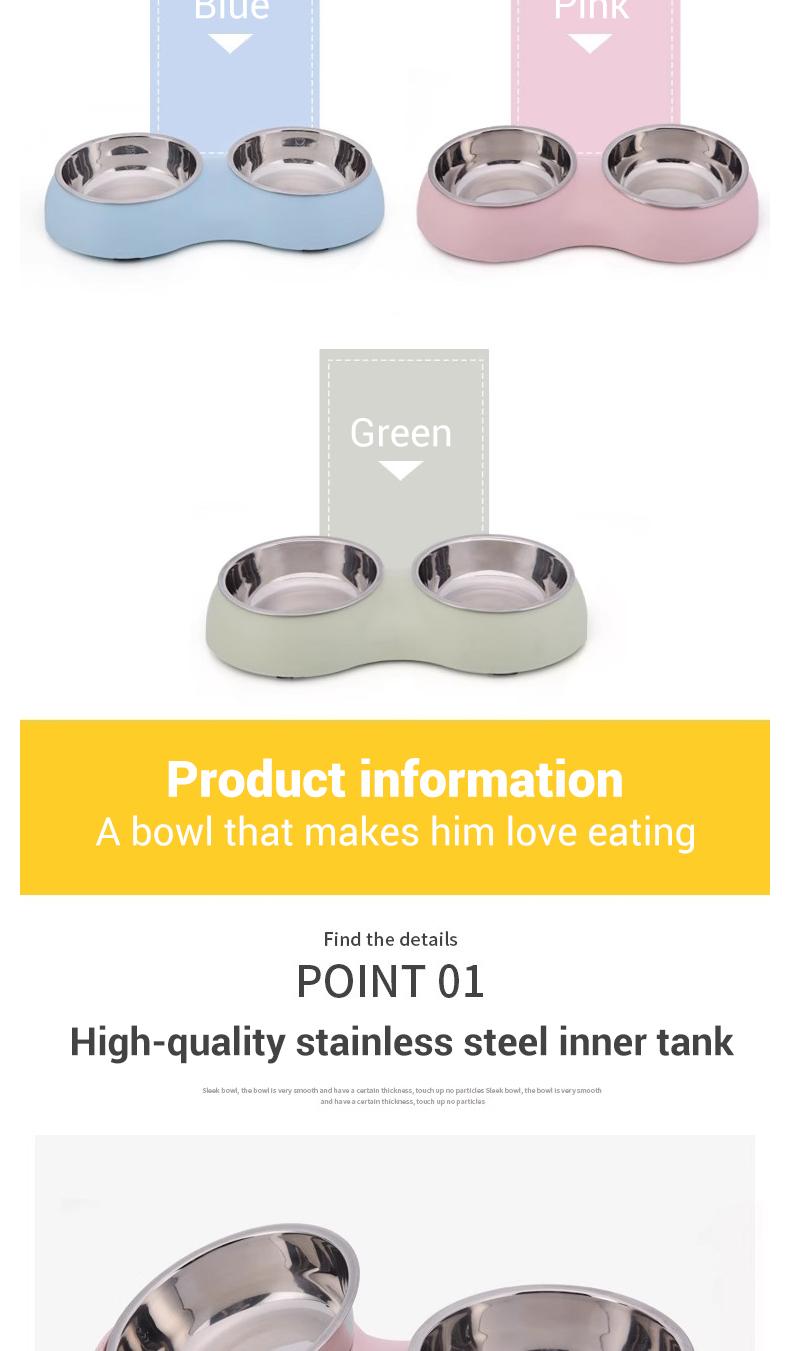 PetClear Stainless Steel Double Pet Bowl for Cats and Dogs