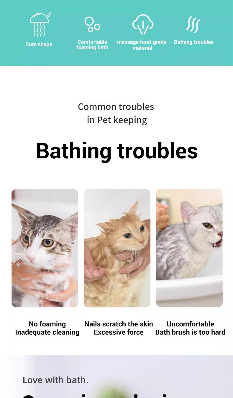 PetClear Pet Bath and Shower Brush for Cats and Dogs