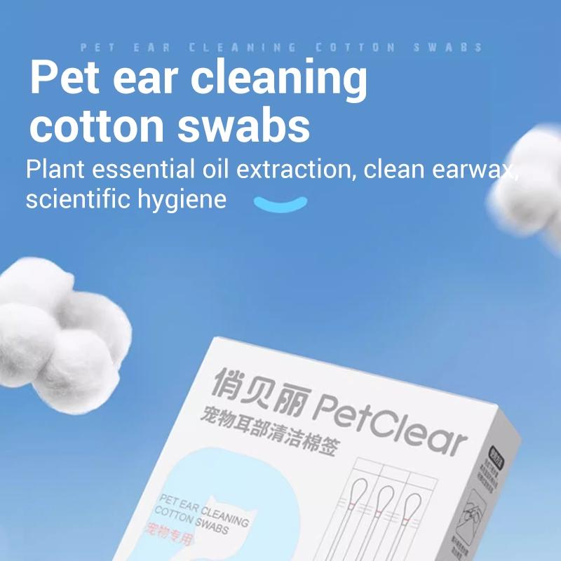 PetClear Pet Ear Cleaning Cotton Swabs for Cats and Dogs