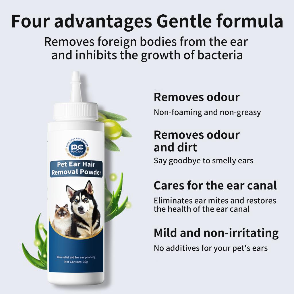 PetClear Ear Hair Removal Powder 30g for Cats and Dogs