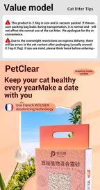 PetClear Grapefruit Tofu Cat Litter 2.5kg - Low Dust Deodorizing Formula