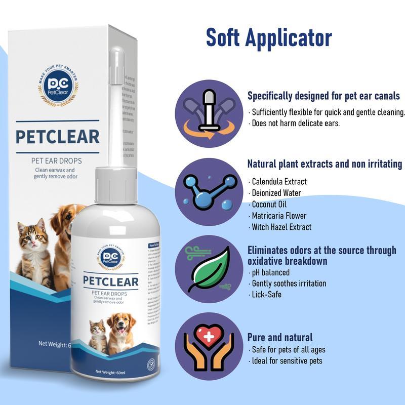 PetClear Pet Ear Cleaner for Cats and Dogs