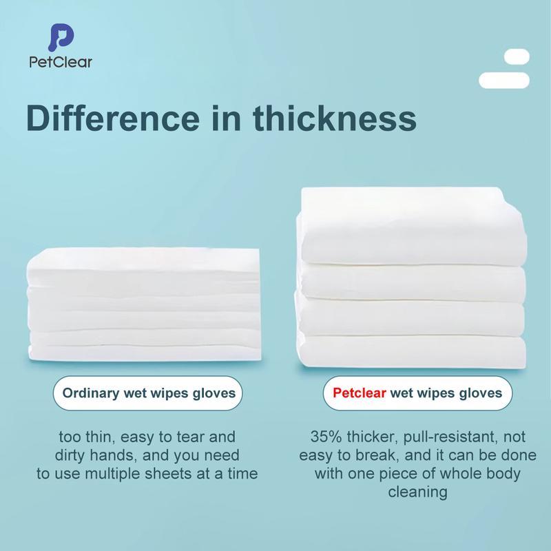 PetClear Pet Cleaning Gloves and Deodorizing Wipes for Cats and Dogs
