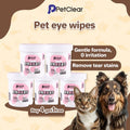 PetClear Pet Tear Stain Wipes for Cats and Dogs