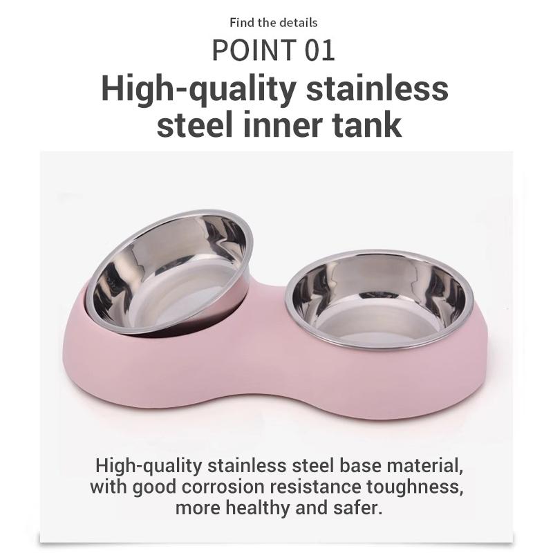 PetClear Stainless Steel Double Pet Bowl for Cats and Dogs