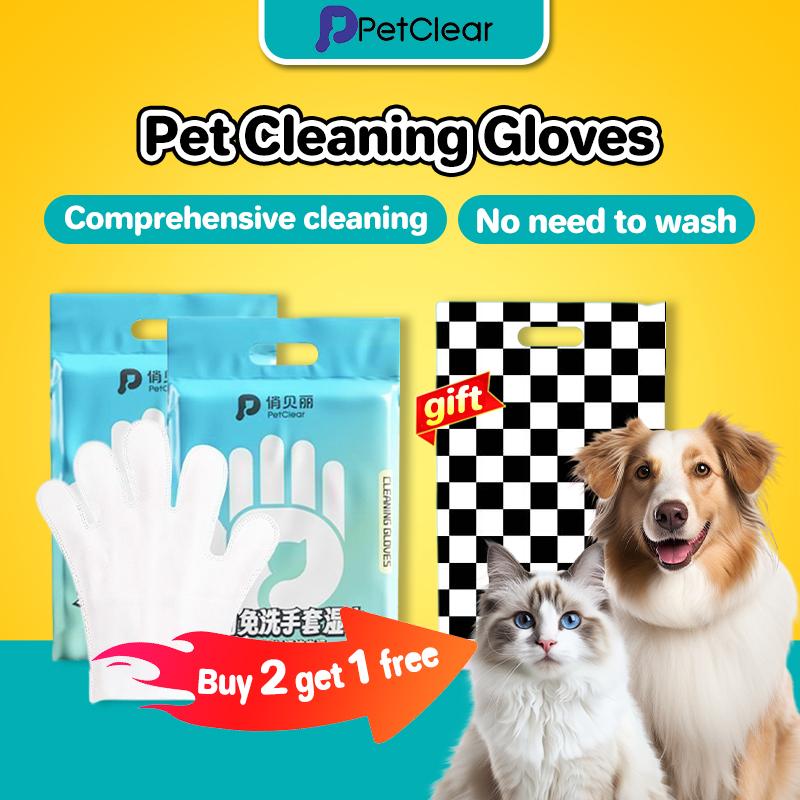 PetClear Pet Cleaning Gloves and Deodorizing Wipes for Cats and Dogs