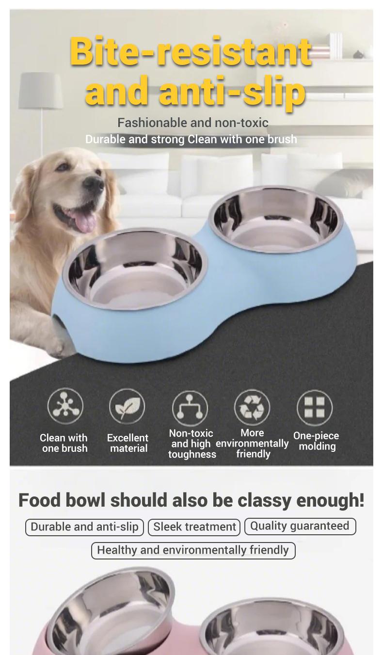 PetClear Stainless Steel Double Pet Bowl for Cats and Dogs