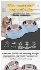 PetClear Stainless Steel Double Pet Bowl for Cats and Dogs