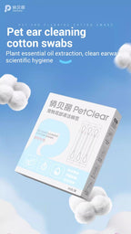 PetClear Pet Ear Cleaning Cotton Swabs for Cats and Dogs