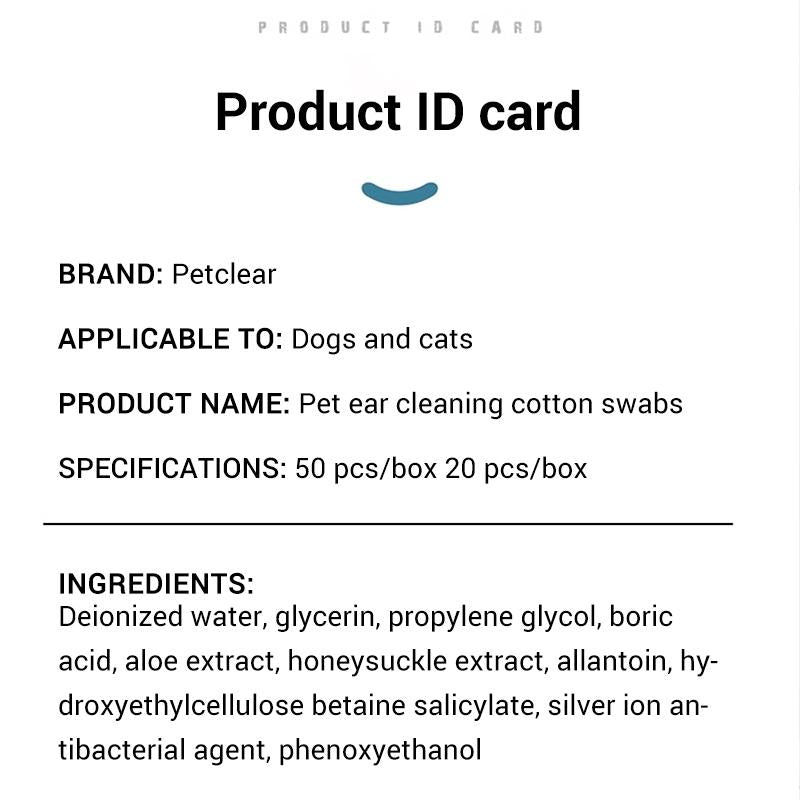 PetClear Pet Ear Cleaning Cotton Swabs for Cats and Dogs