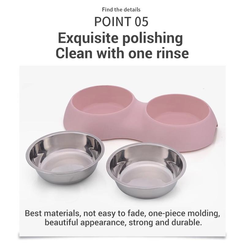 PetClear Stainless Steel Double Pet Bowl for Cats and Dogs