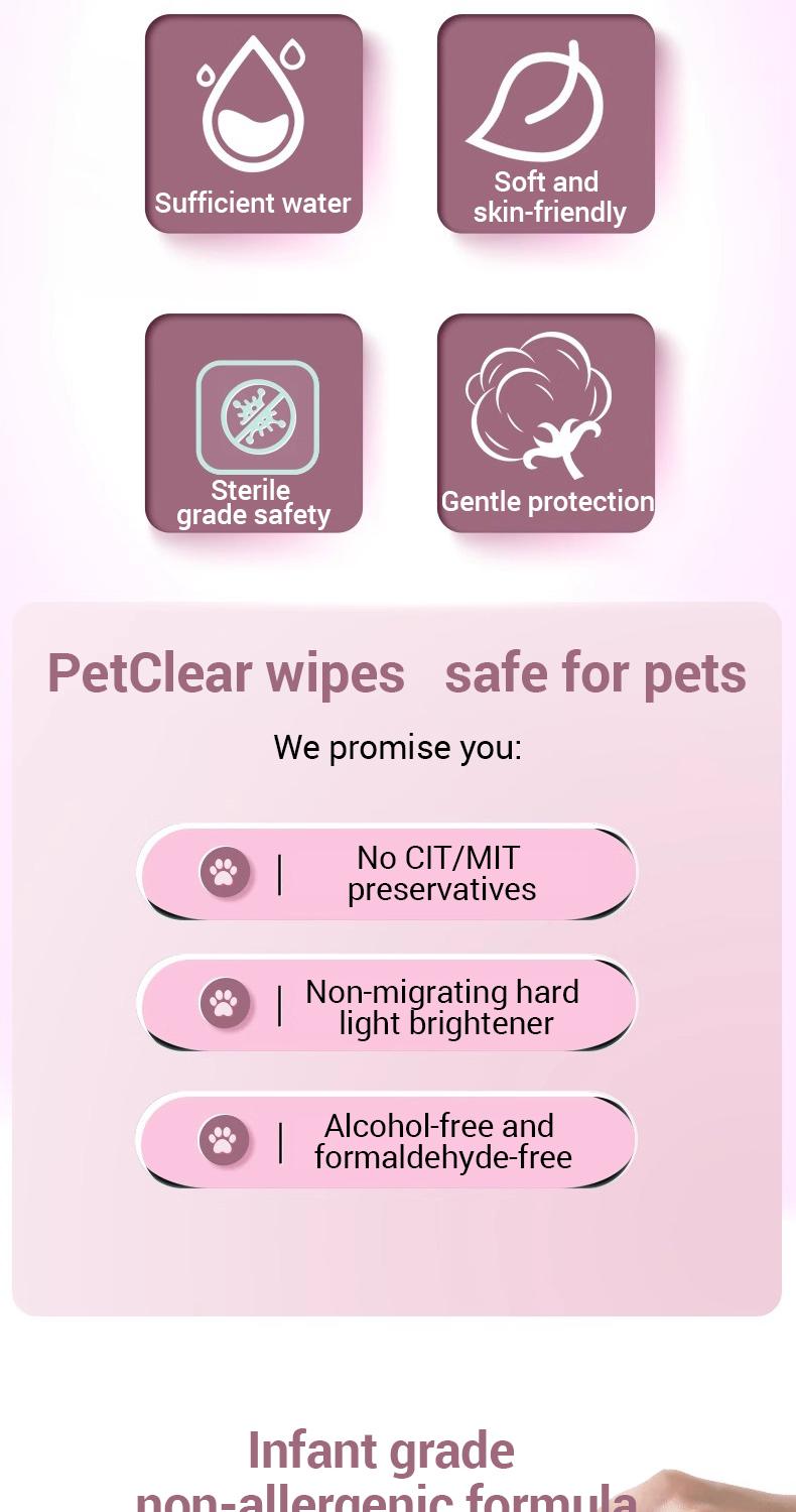 PetClear Pet Tear Stain Wipes for Cats and Dogs