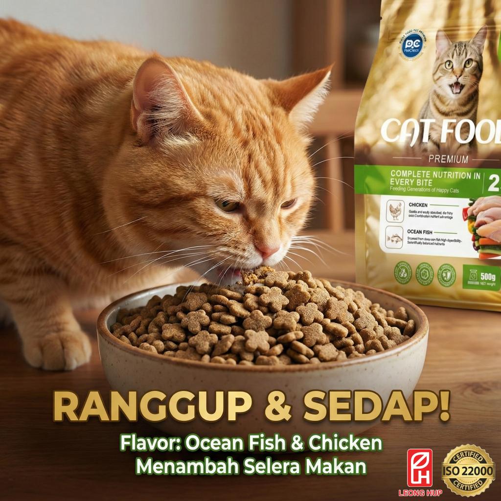 Petclear Cat Food 500g– High Protein (23%-26%) cat kibble ocean fish chicken