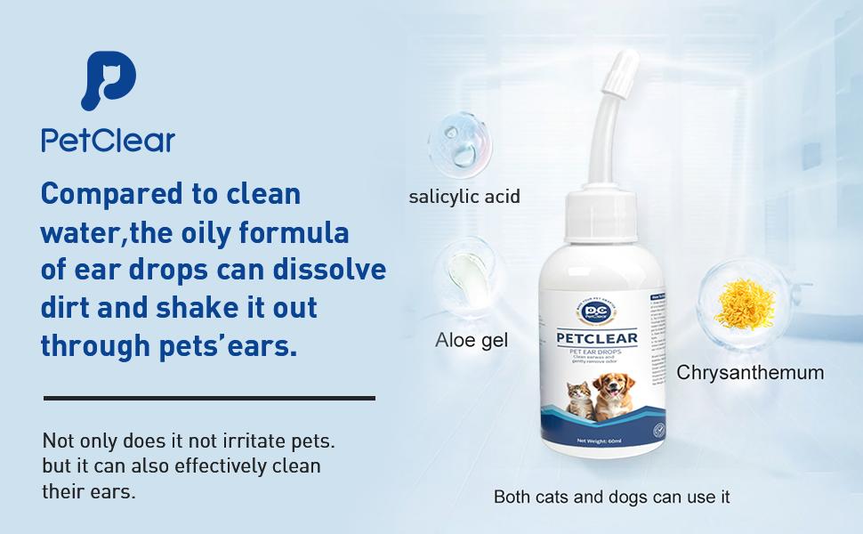 PetClear Pet Ear Cleaner for Cats and Dogs