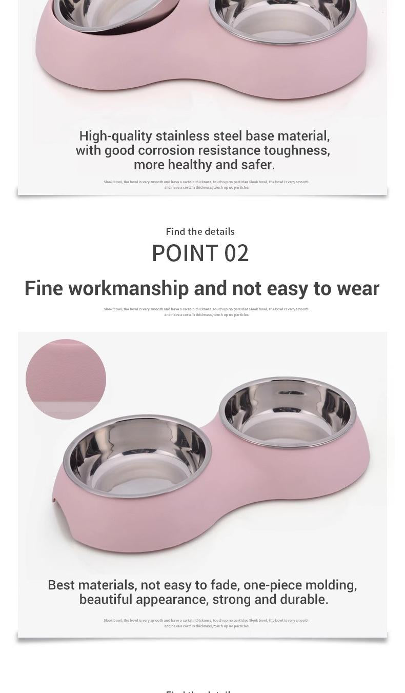 PetClear Stainless Steel Double Pet Bowl for Cats and Dogs