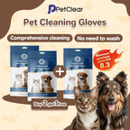 PetClear Pet Cleaning Gloves and Deodorizing Wipes for Cats and Dogs