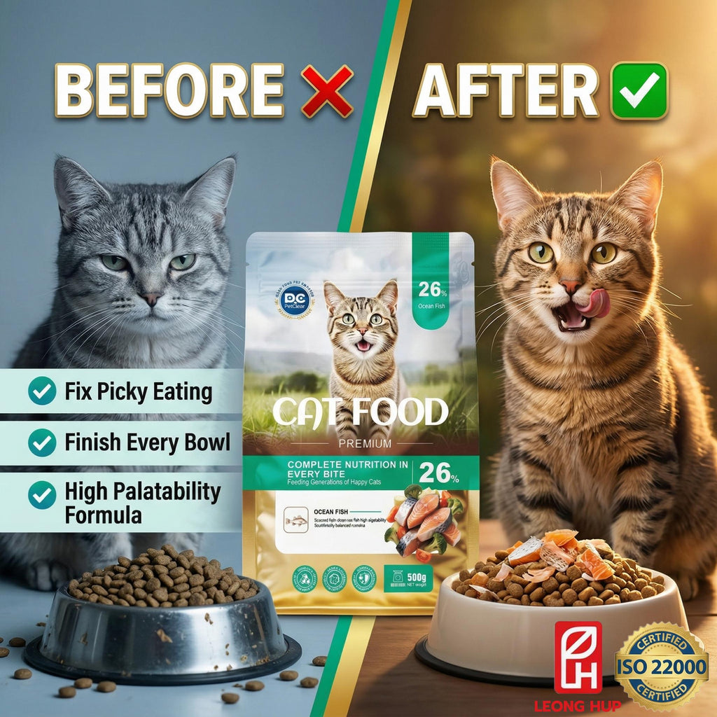 Petclear Cat Food 500g/5kg – High Protein (23%-26%) cat kibble ocean fish chicken