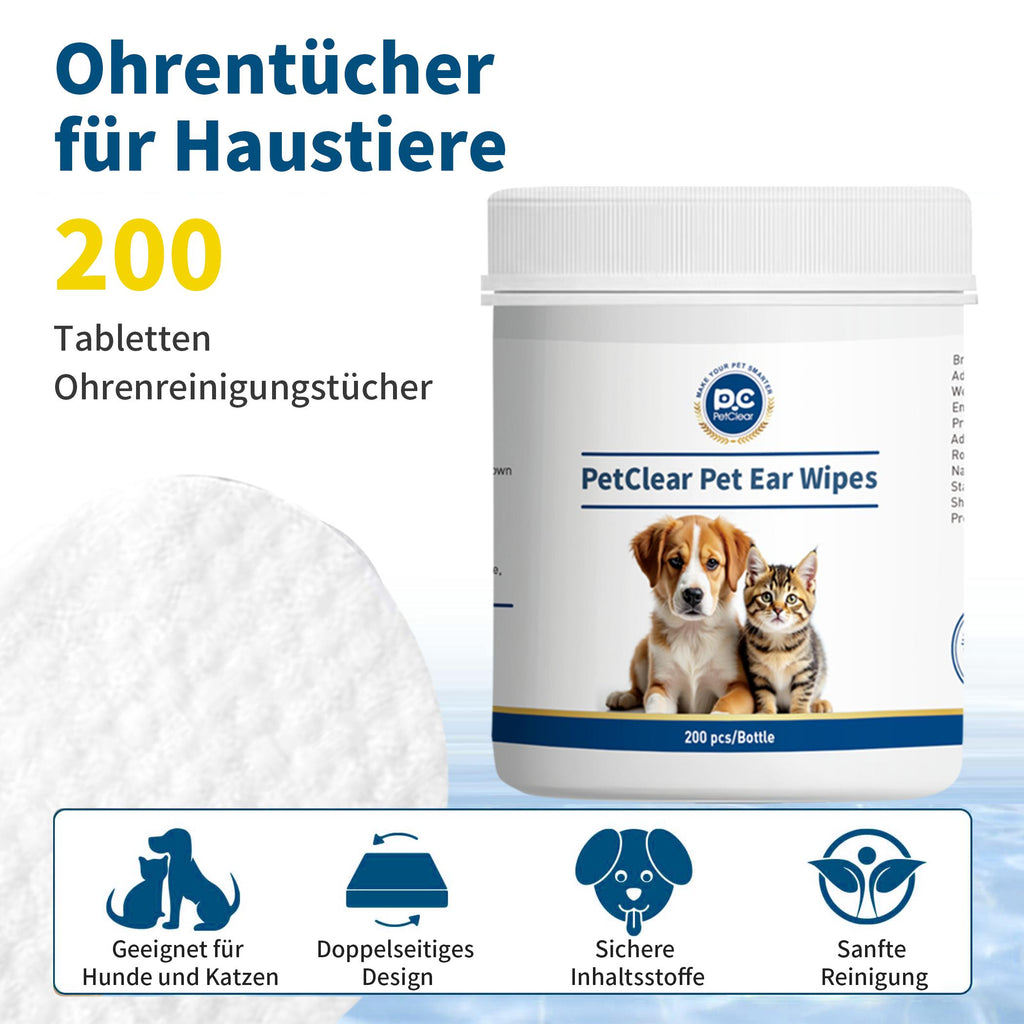 PetClear Pet Tear Stain Wipes for Cats and Dogs