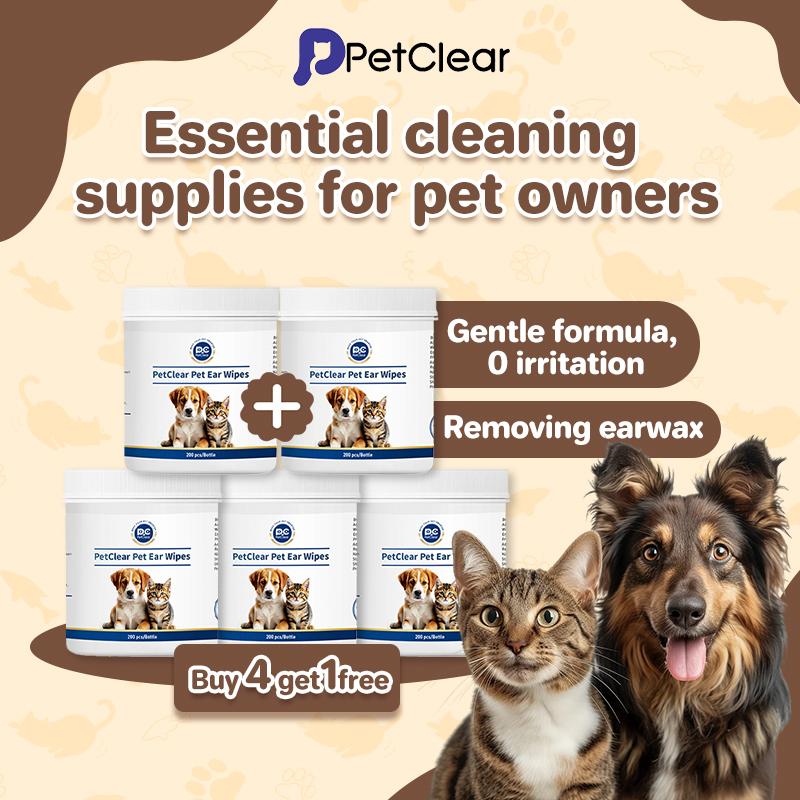 PetClear Pet Tear Stain Wipes for Cats and Dogs